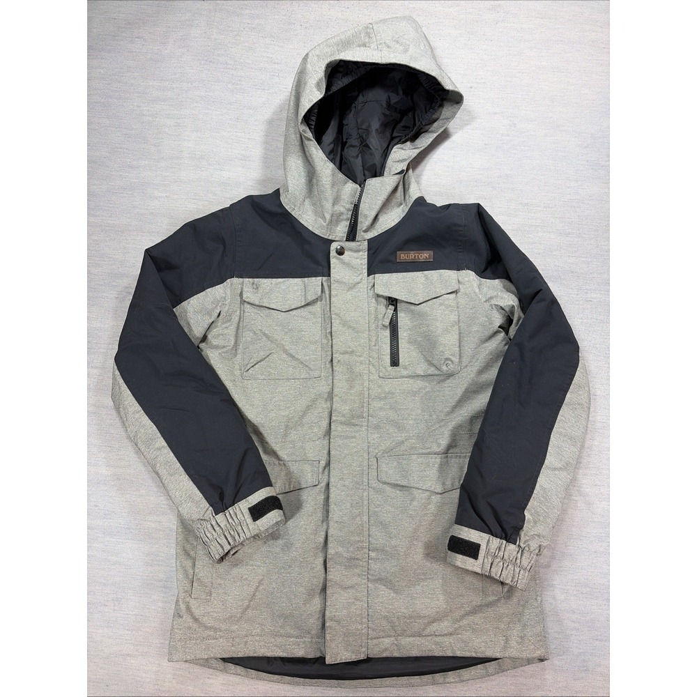 Burton Youth Boys L Winter Ski Snowboard Insulated Jacket Gray Black